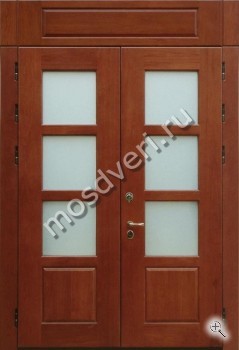 Входная двустворчатая дверь из массива дуба со стеклом - купить от производителя Мосдвери Входная двустворчатая дверь из массива дуба со стеклом