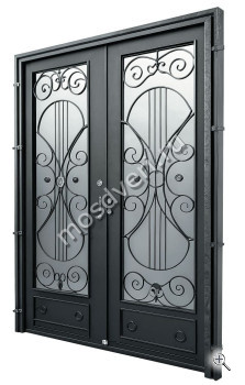 Дверь с терморазрывом в коттедж стекло и ковка с МДФ - купить от производителя Мосдвери Дверь с терморазрывом в коттедж стекло и ковка с МДФ