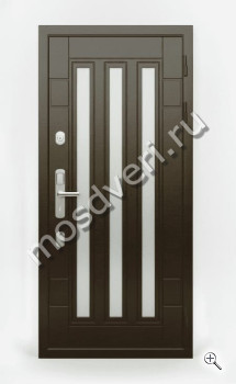 Входная дверь венге с с матовыми стеклянными вставками - купить от производителя Мосдвери Входная дверь венге с с матовыми стеклянными вставками